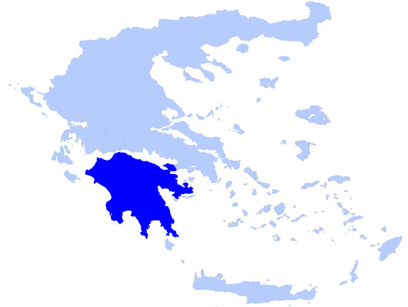 Lage des Peloponnes in Griechenland